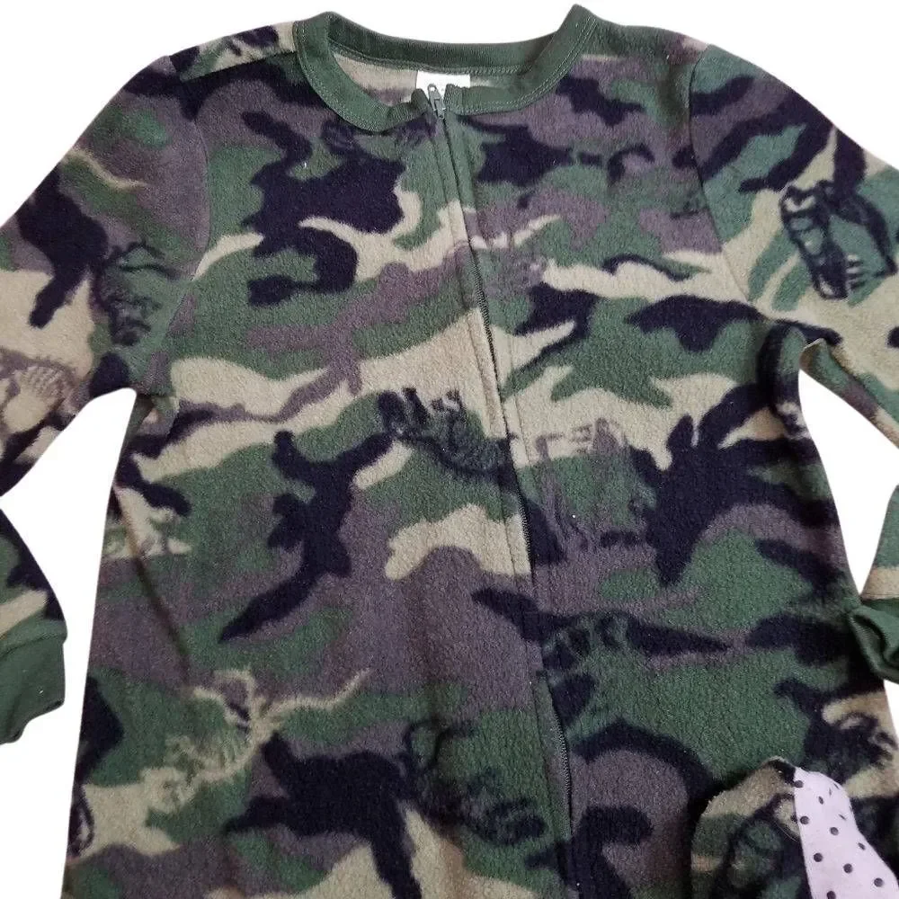 Faded Glory dinosaur camouflage footed pj's S